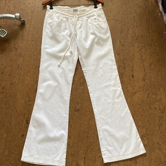 Vtg 90’s Foxy jeans wide legs, pull up, drawstring! Linen /cotton blend! Size S - Picture 7 of 12